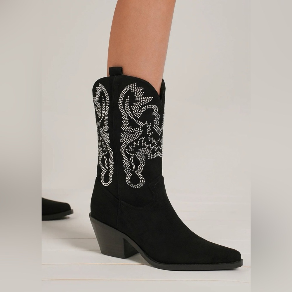 Black Western Embellished Women's Boots
